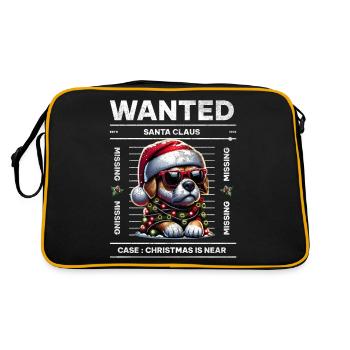 Weihnachtsmann Hund Weihnachten Männer & Frauen - Retro Tasche - Schwarz/Gold - Hinten