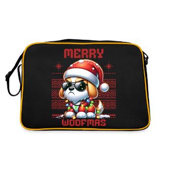 Weihnachtsmann Hund Weihnachten Männer & Frauen - Retro Tasche - Schwarz/Gold - Hinten