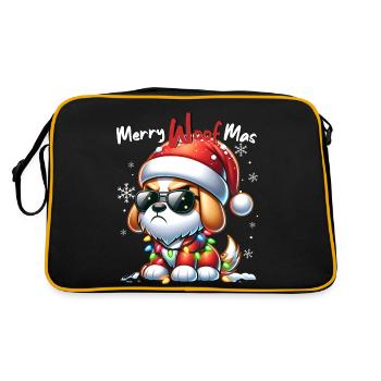 Weihnachtsmann Hund Weihnachten Männer & Frauen - Retro Tasche - Schwarz/Gold - Hinten