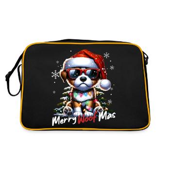 Weihnachtsmann Hund Weihnachten Männer & Frauen - Retro Tasche - Schwarz/Gold - Hinten