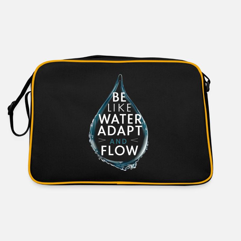 Sei wie Wasser, anpassung und fließen Wassertropfen - Retro Tasche - Schwarz/Gold