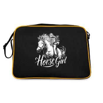 Pferdemädchen Reiten Reiten - Retro Tasche - Schwarz/Gold - Hinten