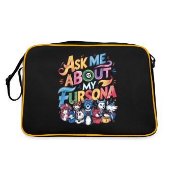 Ask me about my fursona - Retro Bag - black/gold - Back