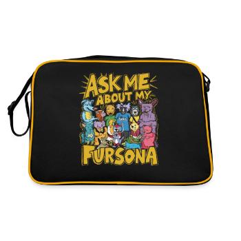 Ask me about my fursona - Retro Bag - black/gold - Back