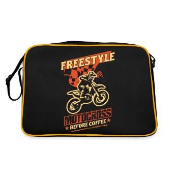 Dirt Biker Riding Freestyle Motorcross Dirt Bike - Retro Bag - black/gold - Back
