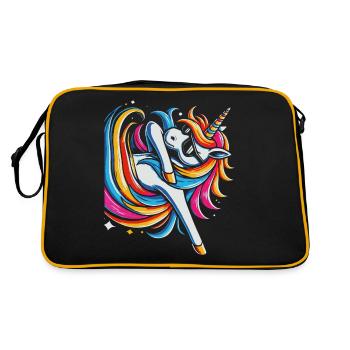 Rainbow Unicorn with Sunglasses Comic Art - Retro Bag - black/gold - Back