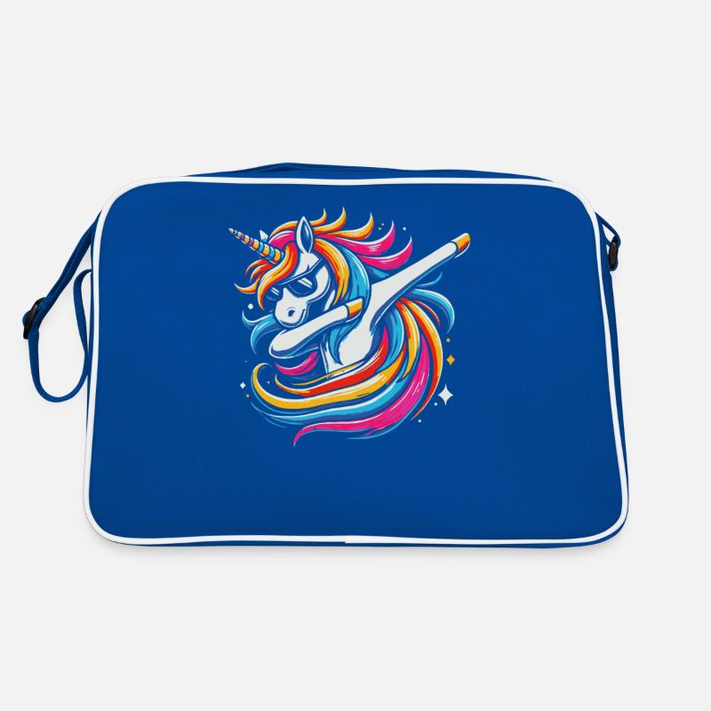 Regenbogen Einhorn mit Sonnenbrille Comic Kunst Retro Tasche