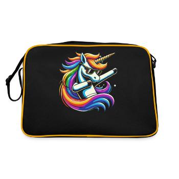 Rainbow Unicorn with Sunglasses Comic Art - Retro Bag - black/gold - Back