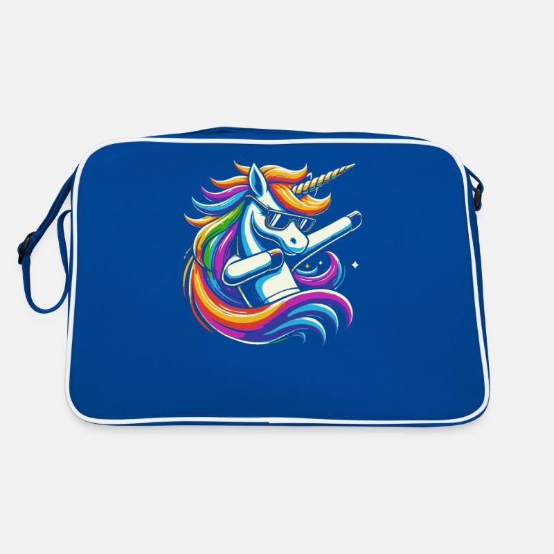 Regenbogen Einhorn mit Sonnenbrille Comic Kunst Retro Tasche