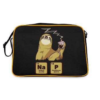 Träges Nickerchen Nickerchen Langsam Chillendes Faultier - Retro Tasche - Schwarz/Gold - Hinten