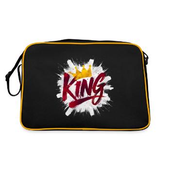 Roi avec couronne en rouge, jaune et blanc - Sac Retro - noir/or - Dos