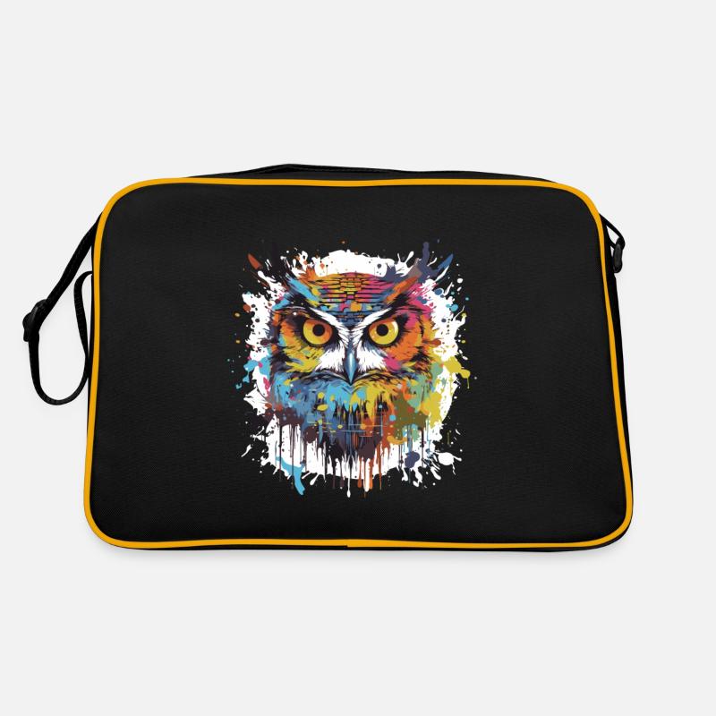 Eule Kopf Porträt Pop Art Retro Tasche