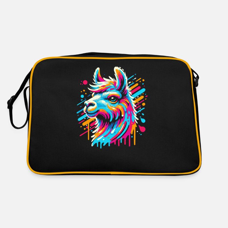 Rainbow Llama Alpaca in Bright Colors Comic Art Retro Bag