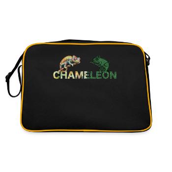 Buntes Chamäleon Colorful Chameleon - Retro Tasche - Schwarz/Gold - Hinten