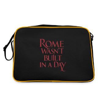 Rom wurde nicht an einem Tag erbaut - Berühmtes Sprichwort - Retro Tasche - Schwarz/Gold - Hinten