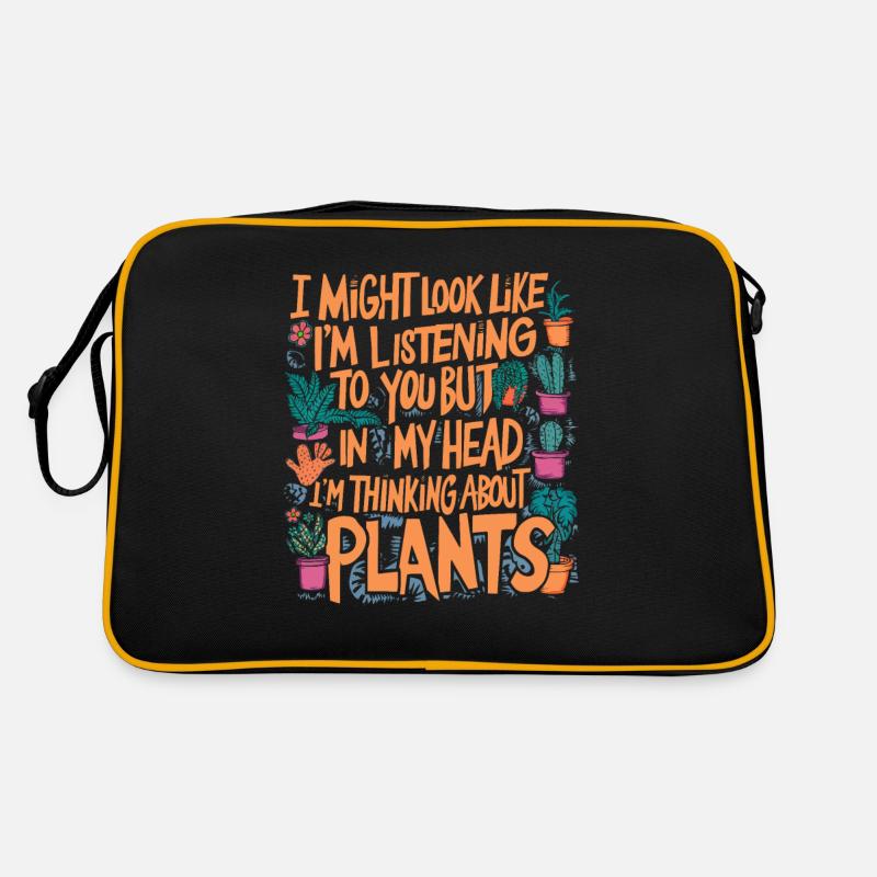 Kopf bei den Pflanzen, Herz im Garten Retro Tasche