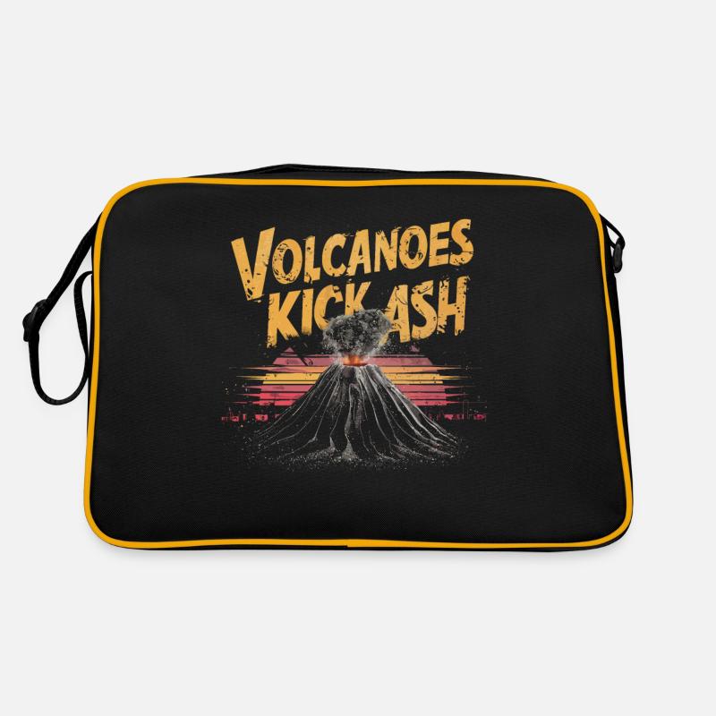 Vulkane sind heiß und beeindruckend - Retro Tasche - Schwarz/Gold