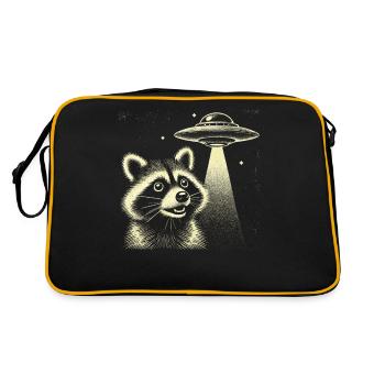 Mystical raccoon with spaceship and stars - Retro Bag - black/gold - Back