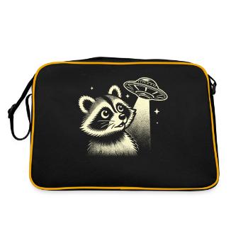 Mystical raccoon with spaceship and stars - Retro Bag - black/gold - Back