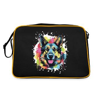 German Shepherd Dog Head Portrait Pop Art - Retro Bag - black/gold - Back