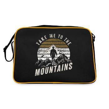 Mit mir in die Berge / Wandern - Retro Tasche - Schwarz/Gold - Hinten