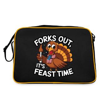 Dinde drôle de Thanksgiving - Sac Retro - noir/or - Dos