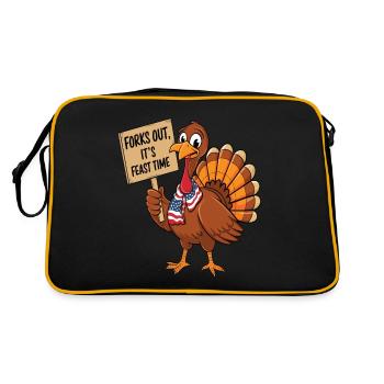 Dinde drôle de Thanksgiving - Sac Retro - noir/or - Dos
