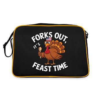 Dinde drôle de Thanksgiving - Sac Retro - noir/or - Dos