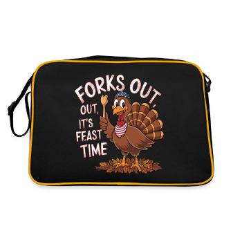 Dinde drôle de Thanksgiving - Sac Retro - noir/or - Dos