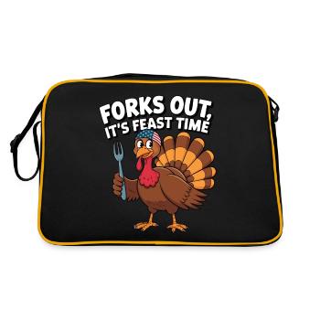 Dinde drôle de Thanksgiving - Sac Retro - noir/or - Dos