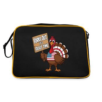 Dinde drôle de Thanksgiving - Sac Retro - noir/or - Dos