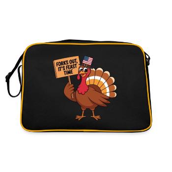 Dinde drôle de Thanksgiving - Sac Retro - noir/or - Dos
