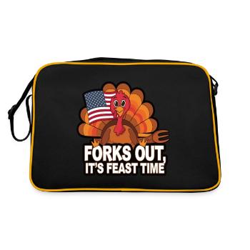 Dinde drôle de Thanksgiving - Sac Retro - noir/or - Dos