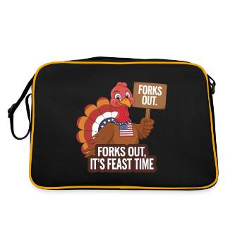 Dinde drôle de Thanksgiving - Sac Retro - noir/or - Dos