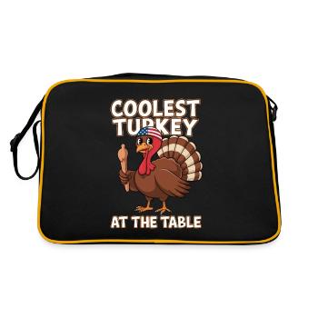 Dinde drôle de Thanksgiving - Sac Retro - noir/or - Dos