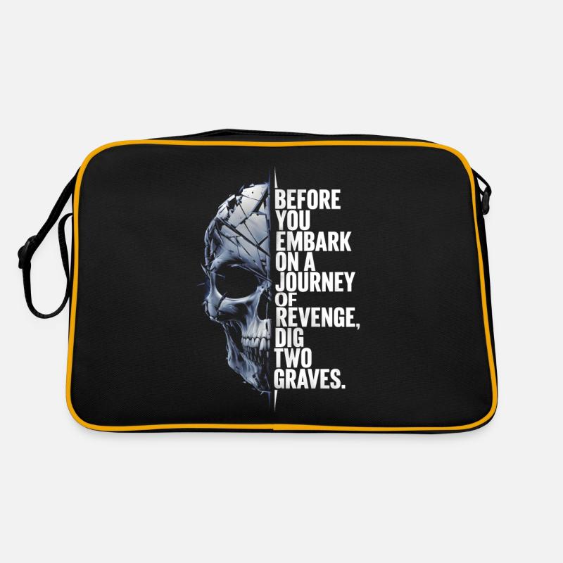 Schädel, bevor du dich auf eine Reise der Rache begibst Retro Tasche