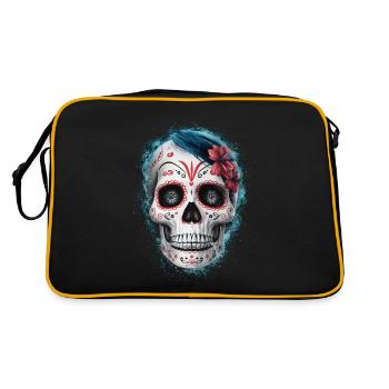 Jour des morts / Crâne de sucre / Femelle / Fleurs - Sac Retro - noir/or - Dos