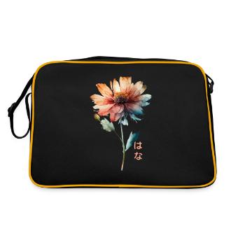 Watercolor Flower with Japanese Text Watercolor - Retro Bag - black/gold - Back