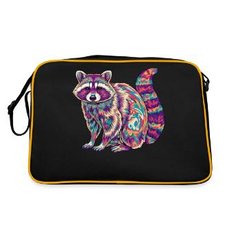 Raton laveur psychédélique Couleurs de l’arc-en-ciel Art fractal - Sac Retro - noir/or - Dos