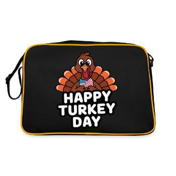 Dinde drôle de Thanksgiving - Sac Retro - noir/or - Dos