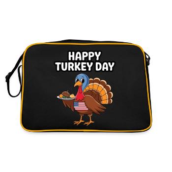 Dinde drôle de Thanksgiving - Sac Retro - noir/or - Dos