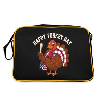 Dinde drôle de Thanksgiving - Sac Retro - noir/or - Dos