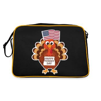 Dinde drôle de Thanksgiving - Sac Retro - noir/or - Dos