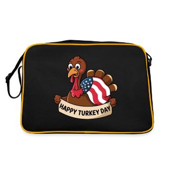Dinde drôle de Thanksgiving - Sac Retro - noir/or - Dos