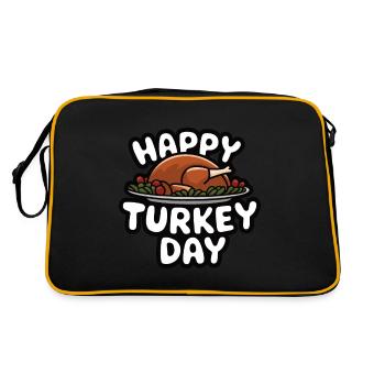 Lustiger Thanksgiving Truthahn - Retro Tasche - Schwarz/Gold - Hinten
