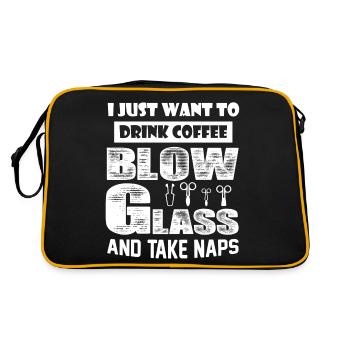 Glassblowing Drink Coffee Blow Glass - Retro Bag - black/gold - Back