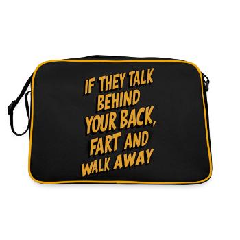 Talk Behind Your Back Fart Funny Sarcastic Humor - Retro Bag - black/gold - Back