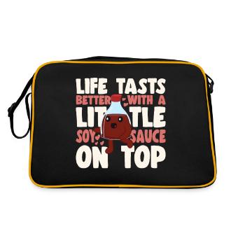 Sushi Lover Life Tasts Better With Soy Sauce Sushi - Retro Tasche - Schwarz/Gold - Hinten