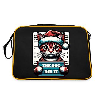 Santa Claus Christmas Funny Cats Mugshot - Retro Bag - black/gold - Back