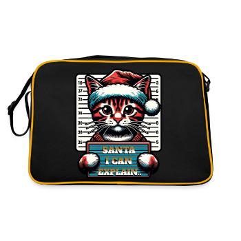 Santa Claus Christmas Funny Cats Mugshot - Retro Bag - black/gold - Back